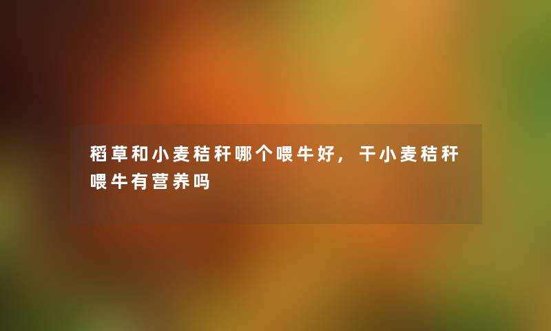 稻草和小麦秸秆哪个喂牛好,干小麦秸秆喂牛有营养吗 稻草和小麦秸秆哪个喂牛好,干小麦秸秆喂牛有营养吗