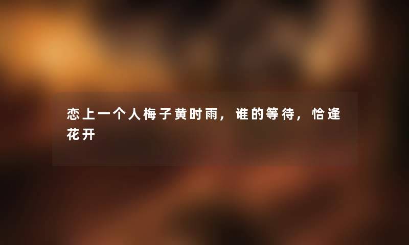 恋上一个人梅子黄时雨,谁的等待,恰逢花开 恋上一个人梅子黄时雨,谁的等待,恰逢花开