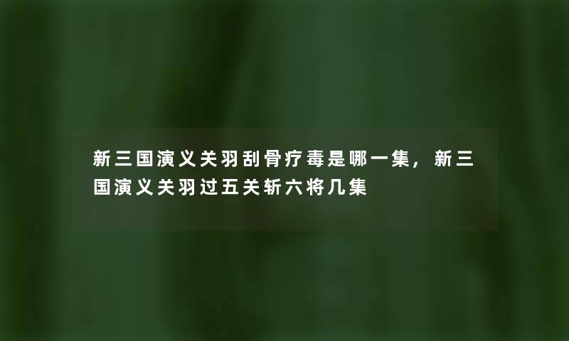 新三国演义关羽刮骨疗毒是哪一集,新三国演义关羽过五关斩六将几集 新三国演义关羽刮骨疗毒是哪一集,新三国演义关羽过五关斩六将几集