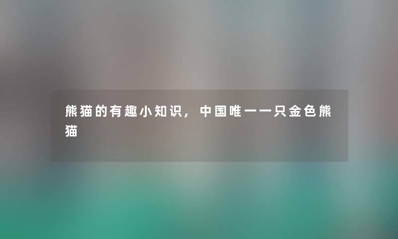 熊猫的有趣小知识,中国唯一一只金色熊猫 熊猫的有趣小知识,中国唯一一只金色熊猫