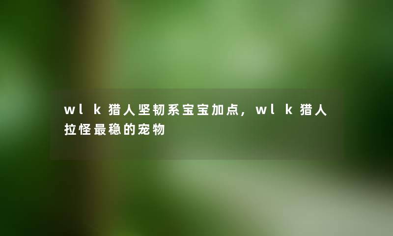 wlk猎人坚韧系宝宝加点,wlk猎人拉怪稳的宠物 wlk猎人坚韧系宝宝加点,wlk猎人拉怪稳的宠物