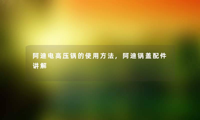 阿迪电高压锅的使用方法,阿迪锅盖配件讲解 阿迪电高压锅的使用方法,阿迪锅盖配件讲解