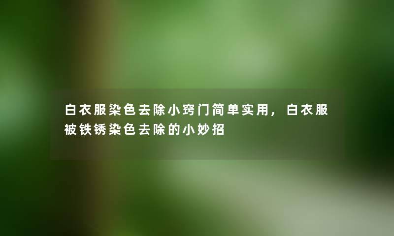 白衣服染色去除小窍门简单实用,白衣服被铁锈染色去除的小妙招