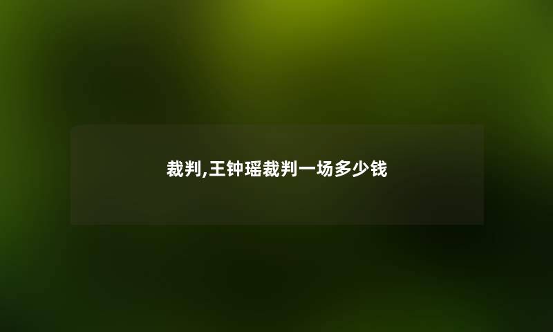 裁判,王钟瑶裁判一场多少钱