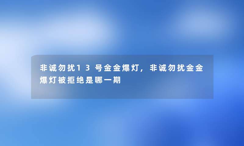 非诚勿扰13号金金爆灯,非诚勿扰金金爆灯被拒绝是哪一期 非诚勿扰13号金金爆灯,非诚勿扰金金爆灯被拒绝是哪一期