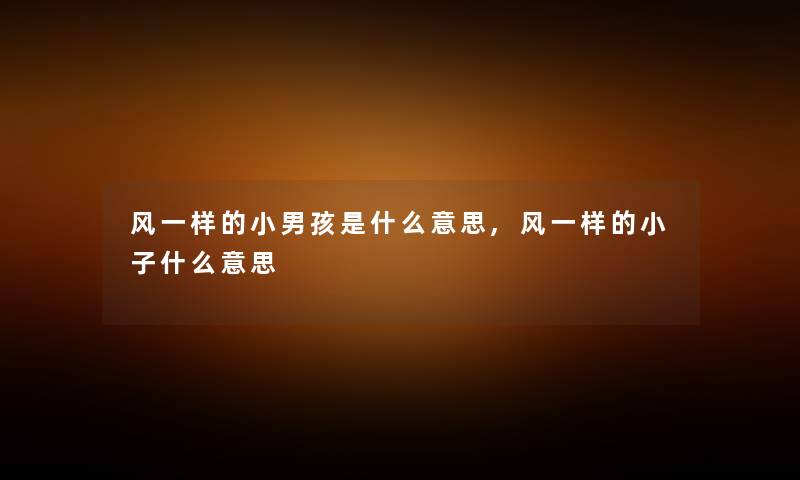 风一样的小男孩是什么意思,风一样的小子什么意思 风一样的小男孩是什么意思,风一样的小子什么意思