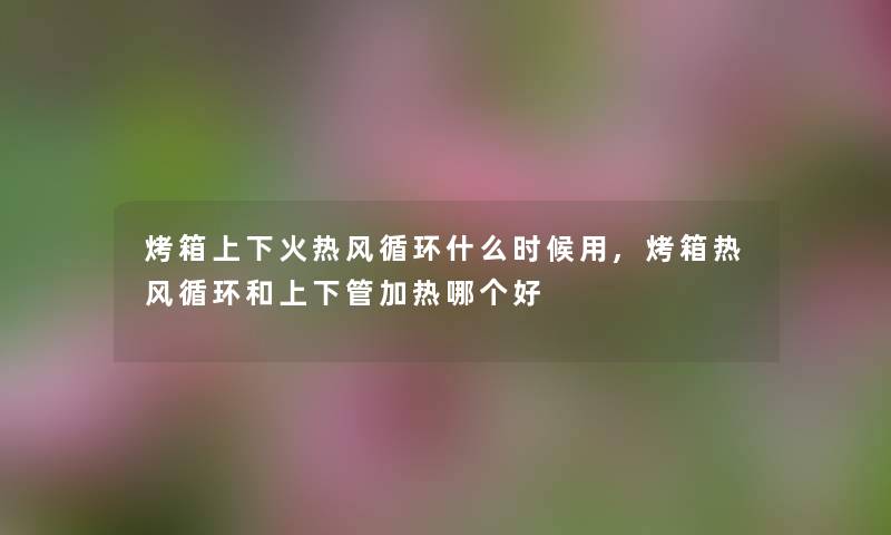 烤箱上下火热风循环什么时候用,烤箱热风循环和上下管加热哪个好 烤箱上下火热风循环什么时候用,烤箱热风循环和上下管加热哪个好