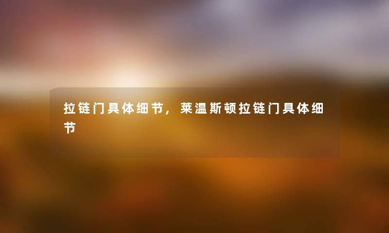拉链门具体细节,莱温斯顿拉链门具体细节