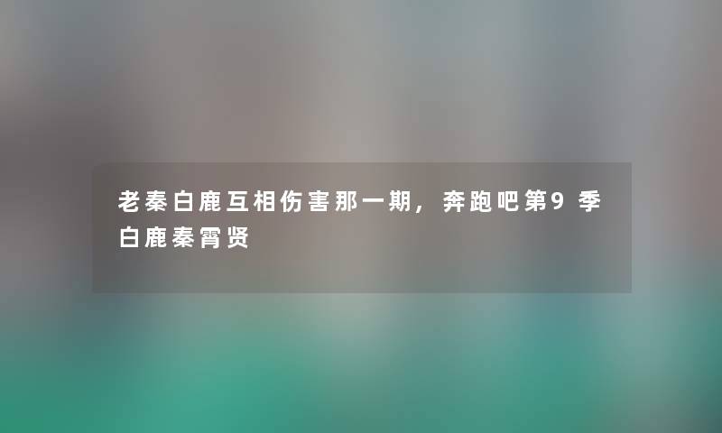 老秦白鹿互相伤害那一期,奔跑吧第9季白鹿秦霄贤 老秦白鹿互相伤害那一期,奔跑吧第9季白鹿秦霄贤