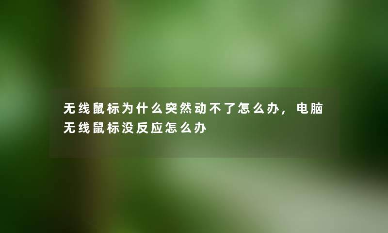 无线鼠标为什么突然动不了怎么办,电脑无线鼠标没反应怎么办 无线鼠标为什么突然动不了怎么办,电脑无线鼠标没反应怎么办