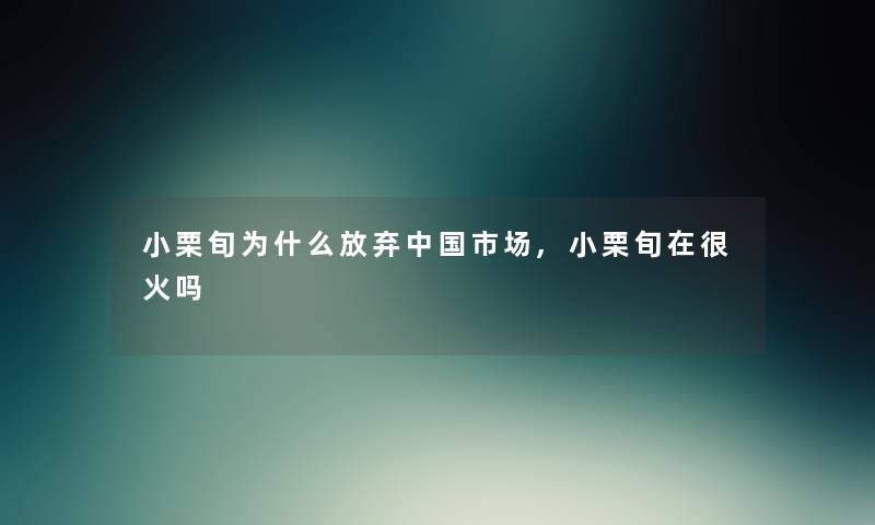 小栗旬为什么放弃中国市场,小栗旬在很火吗