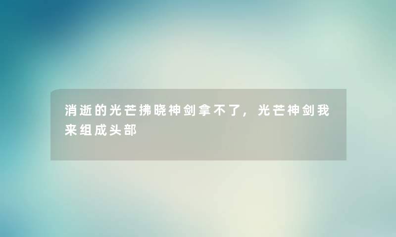 消逝的光芒拂晓神剑拿不了,光芒神剑我来组成头部