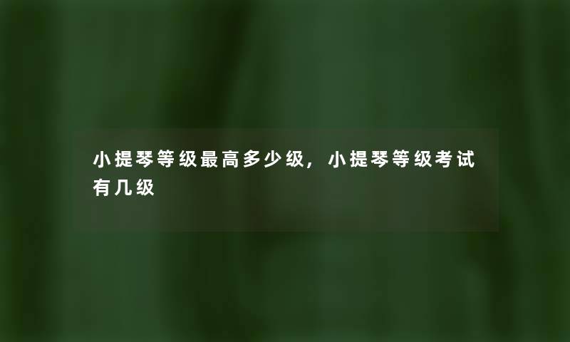 小提琴等级高多少级,小提琴等级考试有几级