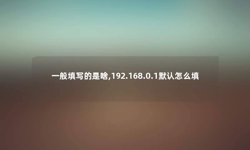 一般填写的是啥,192.168.0.1默认怎么填