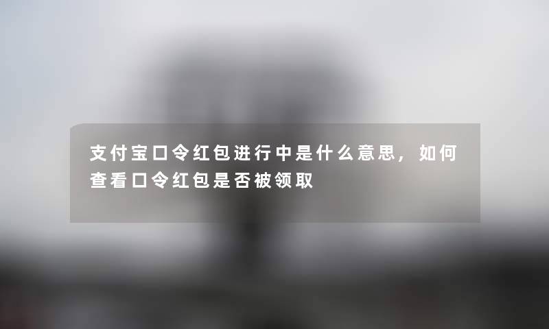 支付宝口令红包进行中是什么意思,如何查看口令红包是否被领取 支付宝口令红包进行中是什么意思,如何查看口令红包是否被领取